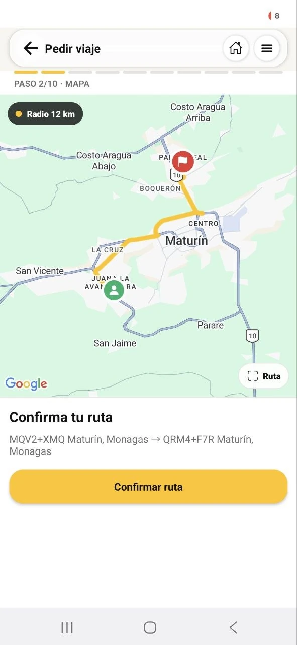 Elegir ubicación en TaxiGo