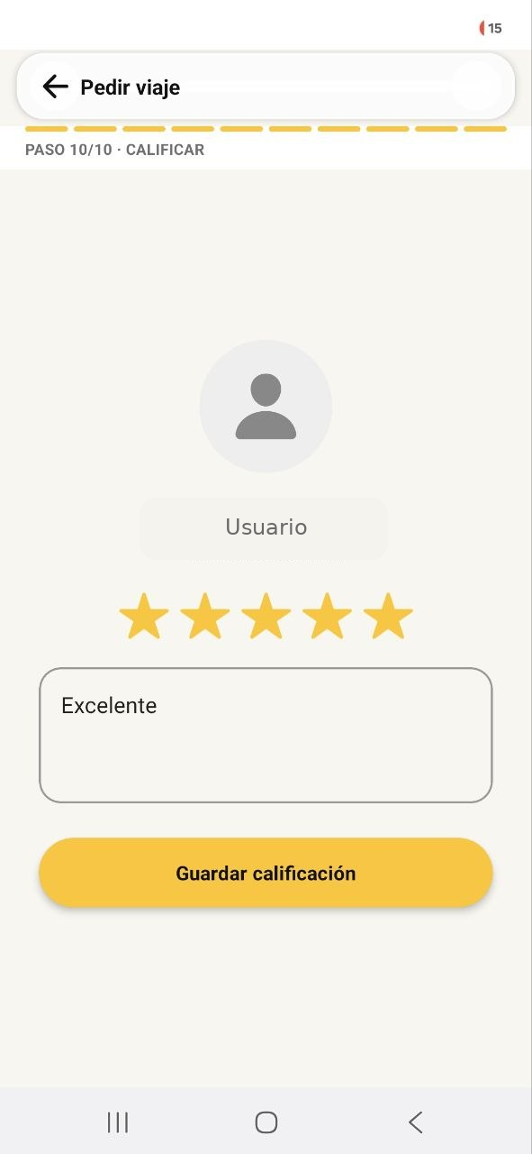 Calificación de viaje TaxiGo